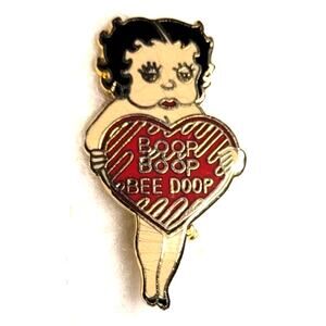 Vtg Retro Betty Boop Boop Bee Doop Heart Small 1" Enamel Lapel Pin Brooch
